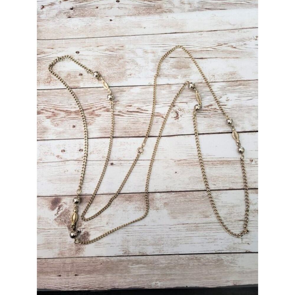Vintage Necklace - Long Gold Tone Can Be Layered Statement Necklace - Picture 3 of 6